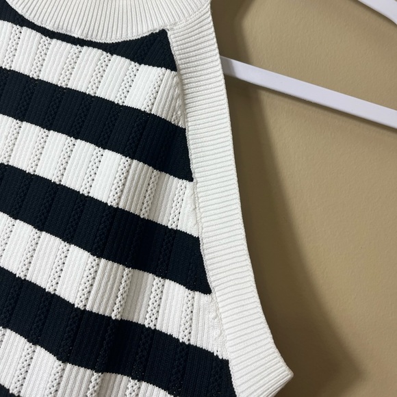 NWOT Happily Grey Striped Knit Halter Tank Top Size Medium | Chic Minimalist - Picture 3 of 6